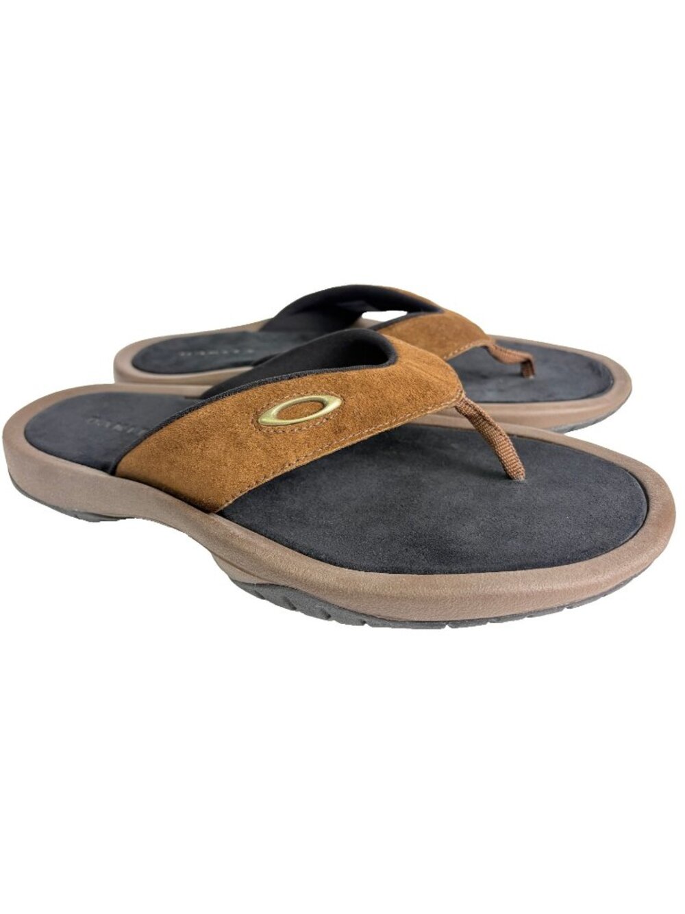 Men's Oakley Flip Flops Suede Brown Size 10 Sandals Sport Slides 10041